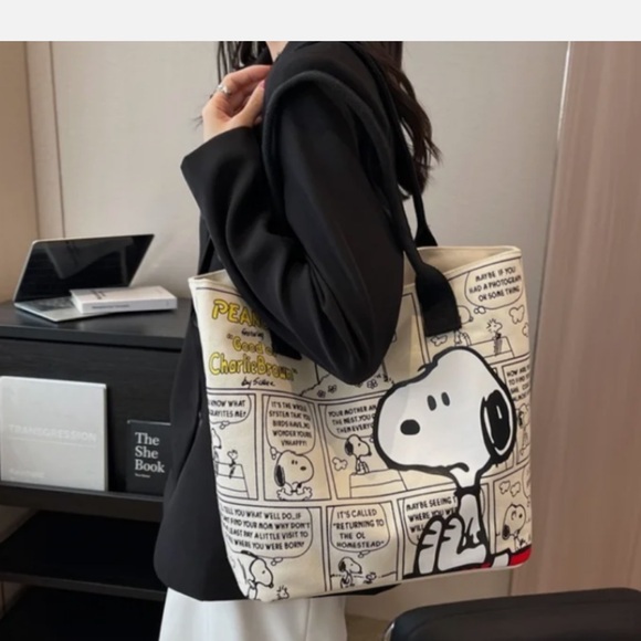 Peanuts Snoopy Comic Tote Bag - Cream and Black - Picture 5 of 8
